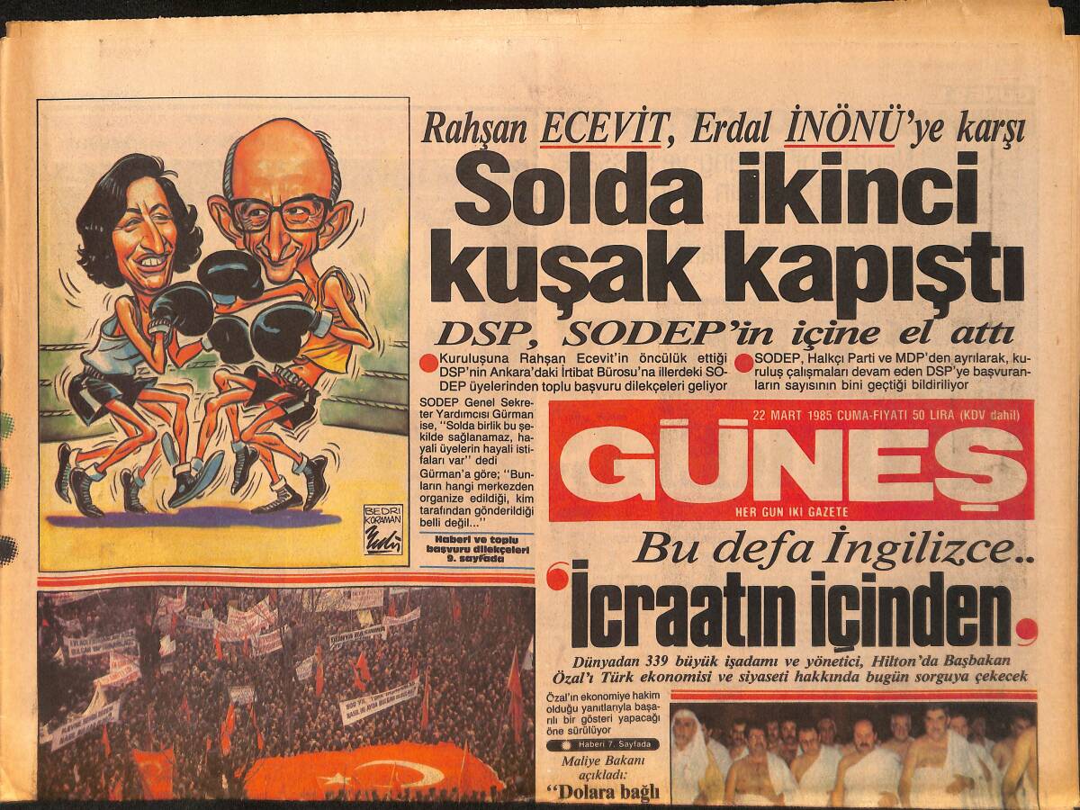 Güneş Gazetesi 22 Mart 1985 - Galatasaray'da Bir Mutlu Bir Sorun Adam 