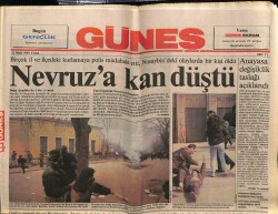 Güneş Gazetesi 22 Mart 1990 - Nevruza Kan Düştü GZ61643 - 2