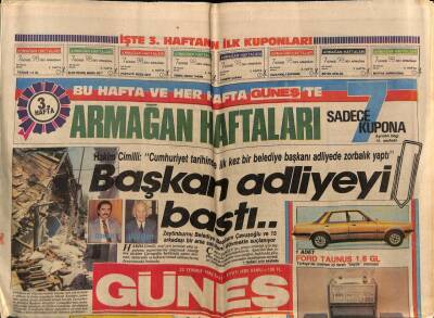 Güneş Gazetesi 22 Temmuz 1986 - Ahu Tuğba İyice Dağıttı GZ72193 - 1