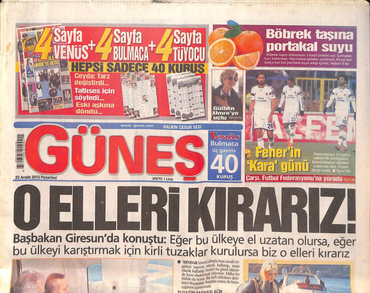 Güneş Gazetesi 23 Aralık 2013 - O Elleri Kırarız! - Üniversitelileri İhmal Öldürdü - Sosyetik Kaçaklar GZ135719 - 1