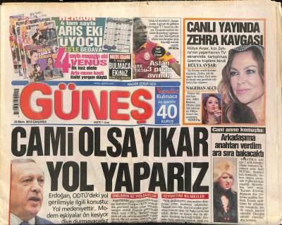Güneş Gazetesi 23 Ekim 2013 - Kaddafi Ölmedi - Erdoğan , ODTÜdeki Yol Gerilimiyle İlgili Konuştu GZ124534 - 1