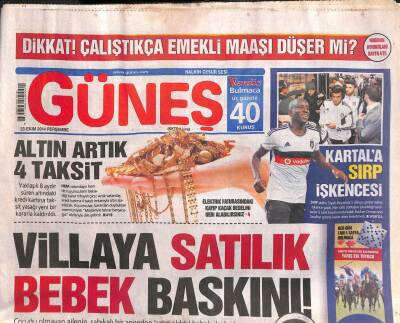 Güneş Gazetesi 23 Ekim 2014 - Erdoğan Peşmergeyi Obamadan Ben İstedim GZ109013 - 1