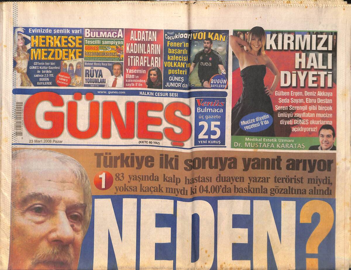 Güneş Gazetesi 23 Mart 2008 - Türkiye İki Soruya Yanıt Arıyor! - Çağla Şikel: Mankenlikten Kazanmadım! GZ136695 - 1