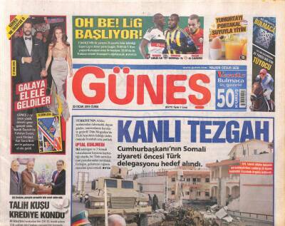 Güneş Gazetesi 23 Ocak 2015 - Cumhurbaşkanının Somali Ziyareti Öncesi Türk Delegasyonu Hedef Alındı GZ106368 - 1