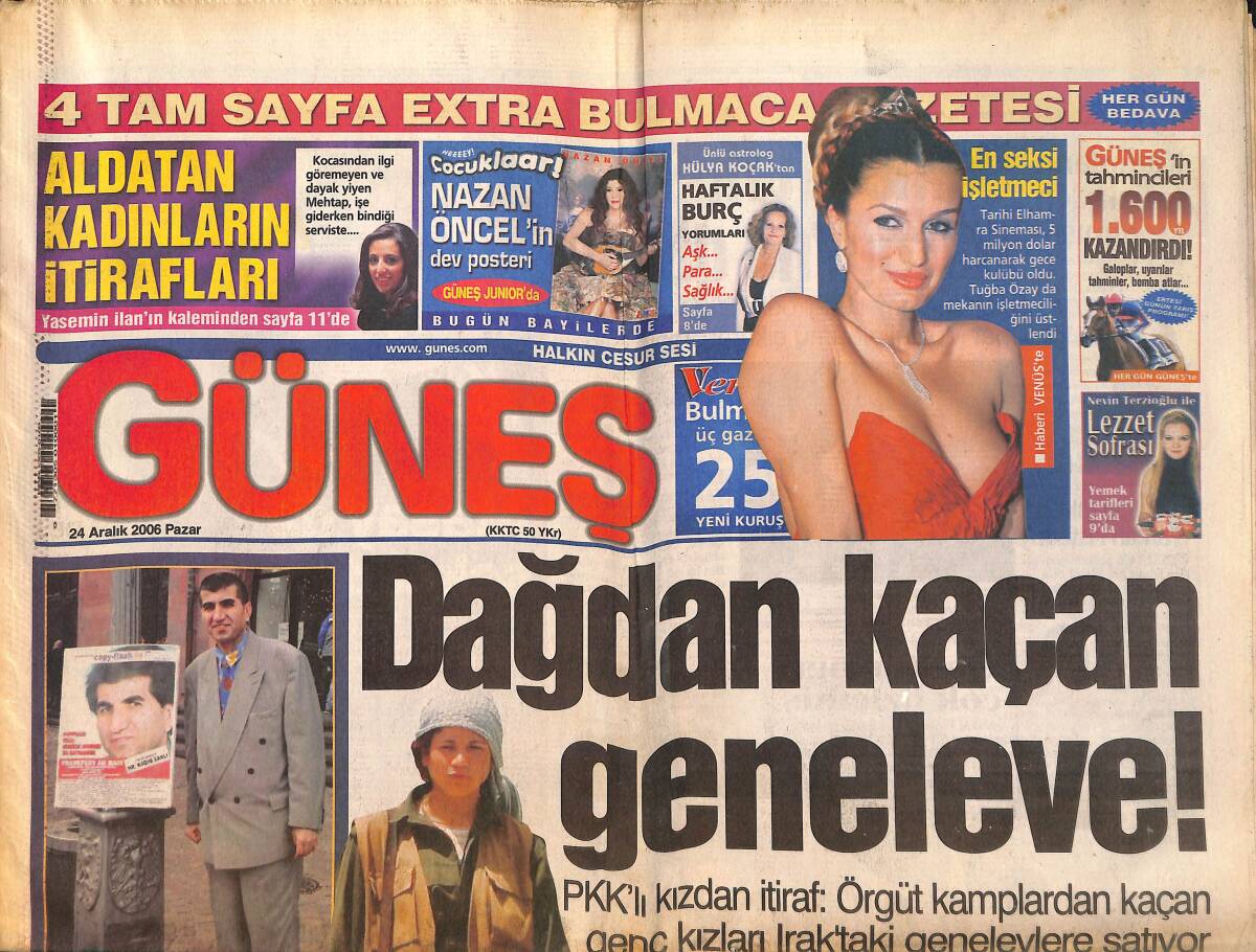 Güneş Gazetesi 24 Aralık 2006 - Tuğba Özay Gece-Gündüz İşte - Turkish Vaatler Almanları Şaşırttı GZ157825 - 1