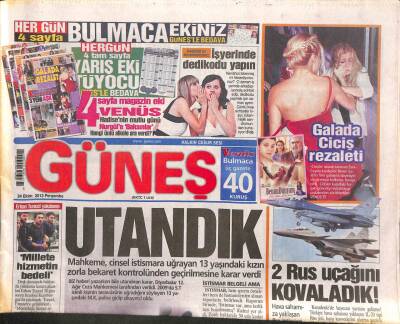Güneş Gazetesi 24 Ekim 2013 - Selami Şahin İle Linet Kıbrısta Buluştu - Halil Sezai Alkole Ara Verdi GZ106391 - 1