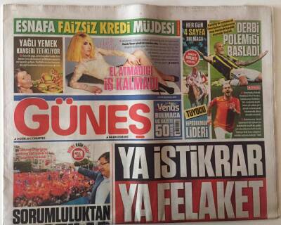 Güneş Gazetesi 24 Ekim 2015 - Kadıköyde Oynanacak Fenerbahçe - Galatasaray Maçı Öncesinde Karşılıklı Atışmalar Başladı GZ28538 - 1