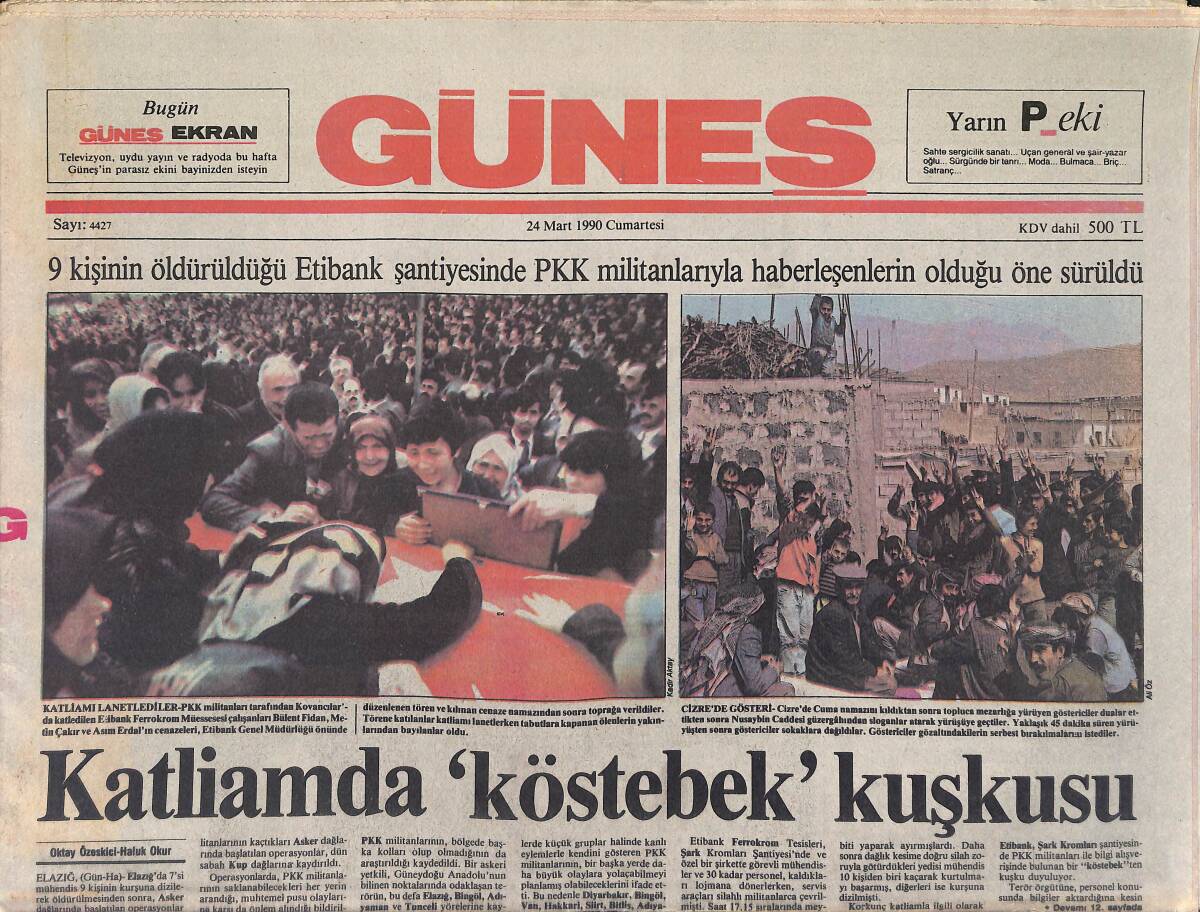 Güneş Gazetesi 24 Mart 1990 - Galatasaray'a Şok Gerekli - Nevruz'un Öbür Yüzü GZ3139 - 1