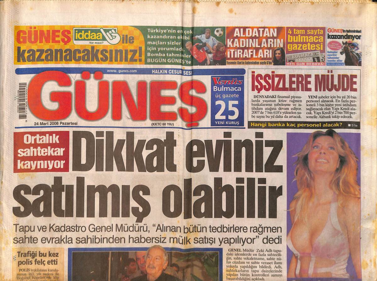 Güneş Gazetesi 24 Mart 2008 - PKK İstanbul'da Cirit Attı - Erdoğan : ''Demokrasiyi Dişlemeyin'' GZ157815 - 1