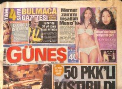 Güneş Gazetesi 24 Mart 2012 - Adana'da Çatışma 