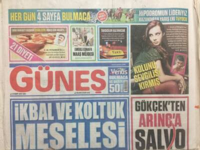 Güneş Gazetesi 24 Mart 2015 - Melih Gökçekten Bülent Arınça Salvo GZ29474 - 1