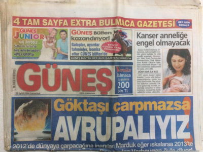 Güneş Gazetesi 25 Eylül 2004 - Göktaşı Çarpmazsa Avrupalıyız GZ27770 - 1