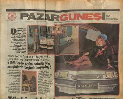 Güneş Gazetesi 25 Ocak 1987 - Türkiyede Otomobilin Romanı GZ61617 - 2