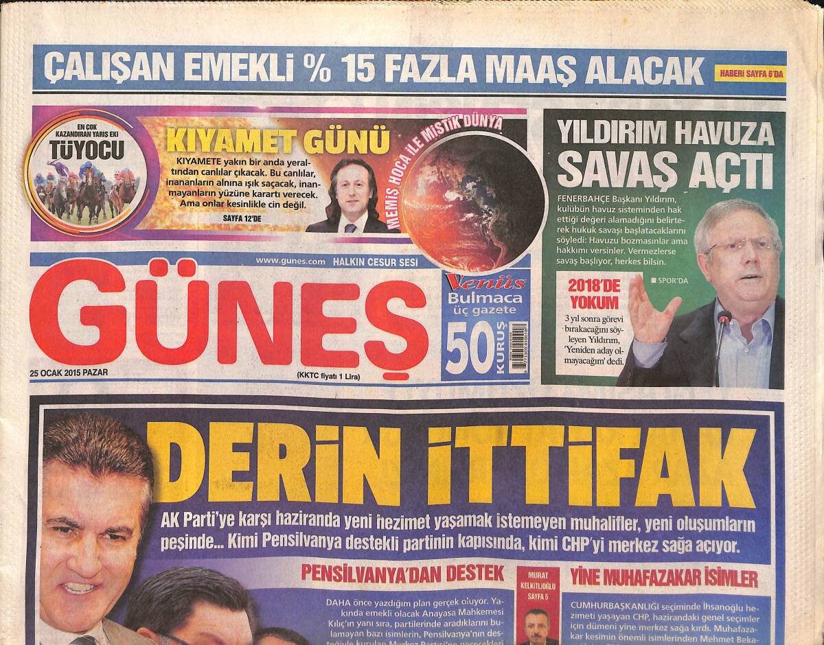 Güneş Gazetesi 25 Ocak 2015 - Derin İttifak - Çalışan Emekli %15 Maaş Alacak - Bir Annenin Kriz Anları! GZ135744 - 1