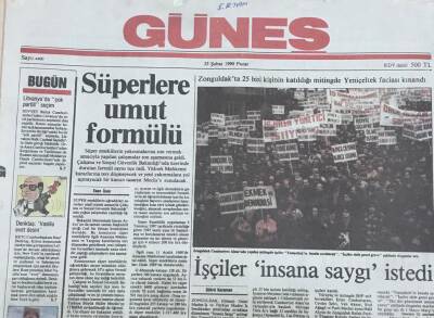 Güneş Gazetesi 25 Şubat 1990 - İstanbul Lambada Çalkaladı -Taksi Plakası Enflasyonu Solladı 90 Milyon Lira GZ36082 - 1