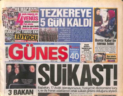 Güneş Gazetesi 26 Aralık 2013 - Burak Yılmaz İle Selçuk İnanın Kaçamak Gecesi GZ106377 - 1