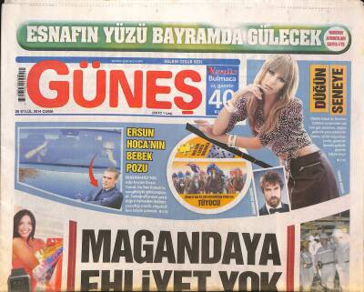 Güneş Gazetesi 26 Eylül 2014 - Ünal Aysal Kesinlikle Yokum - Ersun Hocanın Bebek Pozu GZ125694 - 1