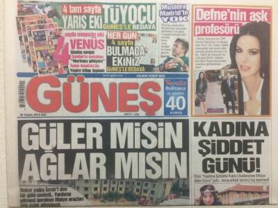Güneş Gazetesi 26 Kasım 2013 - Defne Samyelinin Aşk Profesörü GZ29628 - 1