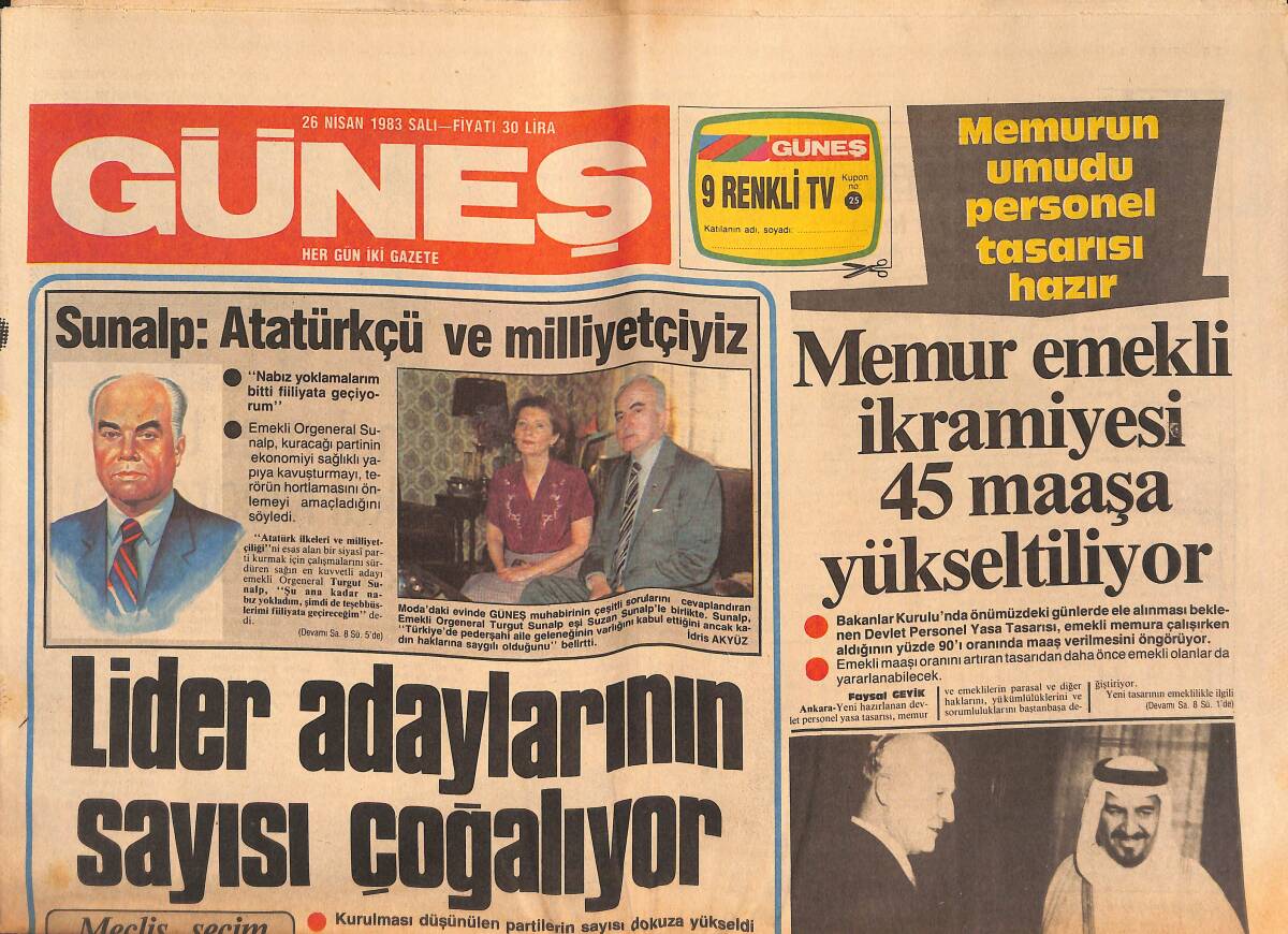 Güneş Gazetesi 26 Nisan 1983 - Prens Abdülaziz : '' İlişkilerimiz Yeni Ufuklara Doğru Uzanmalı '' GZ134459 - 1