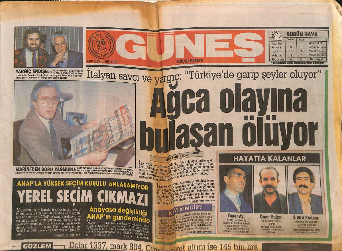 Güneş Gazetesi 26 Ocak 1988 - Seren Serengil'in Dramı: Burada Tek Başımayım - Naim Büyüdü GZ151497 - 1