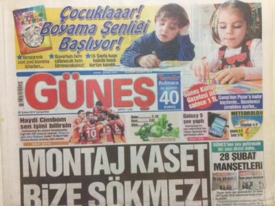 Güneş Gazetesi 26 Şubat 2014 - Erdoğan Montaj Kaset Bize Sökmez GZ29019 - 1
