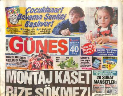 Güneş Gazetesi 26 Şubat 2014 - ODTÜ Savaşçıları - Erdoğan Montaj Kaset Bize Sökmez GZ109754 - 1