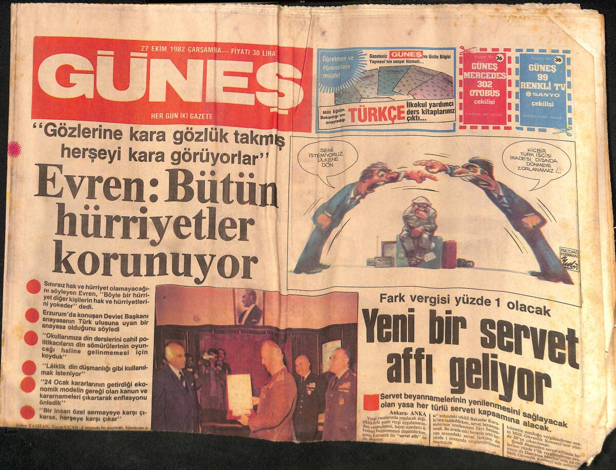 Güneş Gazetesi 27 Ekim 1982 - Sabancı Topluluğa 6 Ayda 101 Milyon Dolarlık İhracat Yaptı - Yeni Bir Servet Affı Geliyor GZ134136 - 1