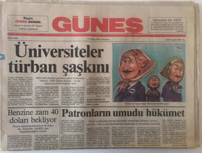 Güneş Gazetesi 27 Ekim 1990 - Üniversiteler Türban Şaşkını GZ20536 - 1