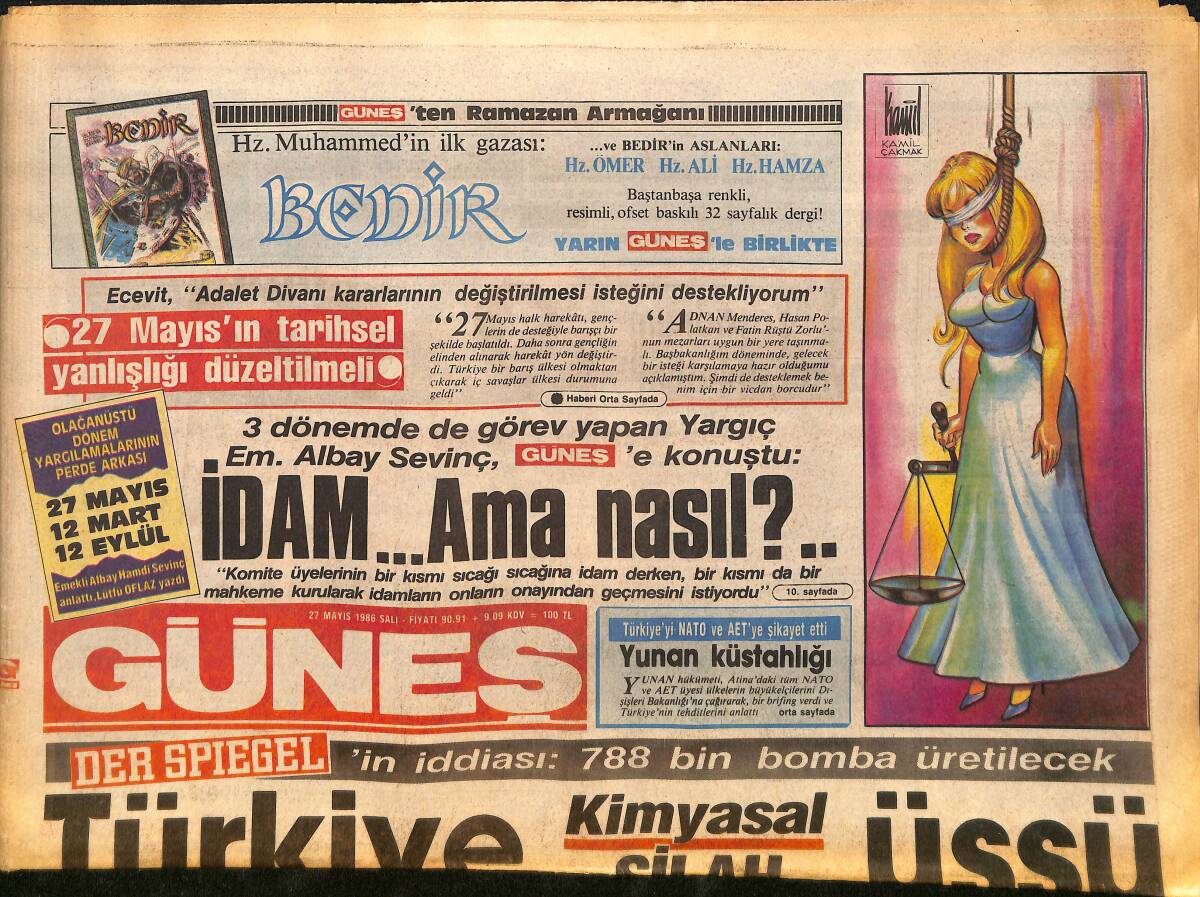Güneş Gazetesi 27 Mayıs 1986 - İbrahim Tatlıses Konser Afişi - 6 Türk Bular Zulmünden Kaçtı Yunanistan'a Sığındı GZ158290 - 1