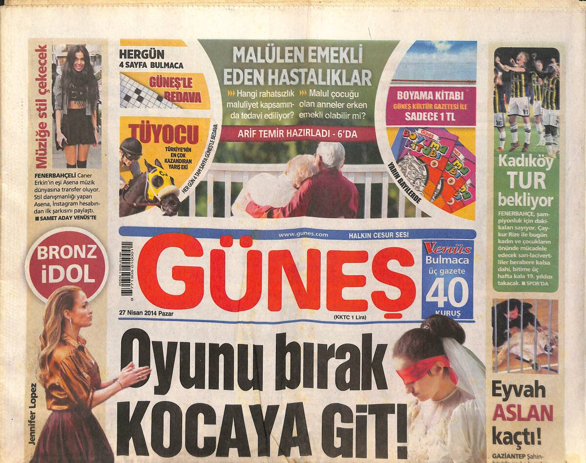 Güneş Gazetesi 27 Nisan 2014 - Beren Saat'in Kafasını Karıştıran Teklif! - Fenerbahçe Tarih Yazacak GZ135645 - 1