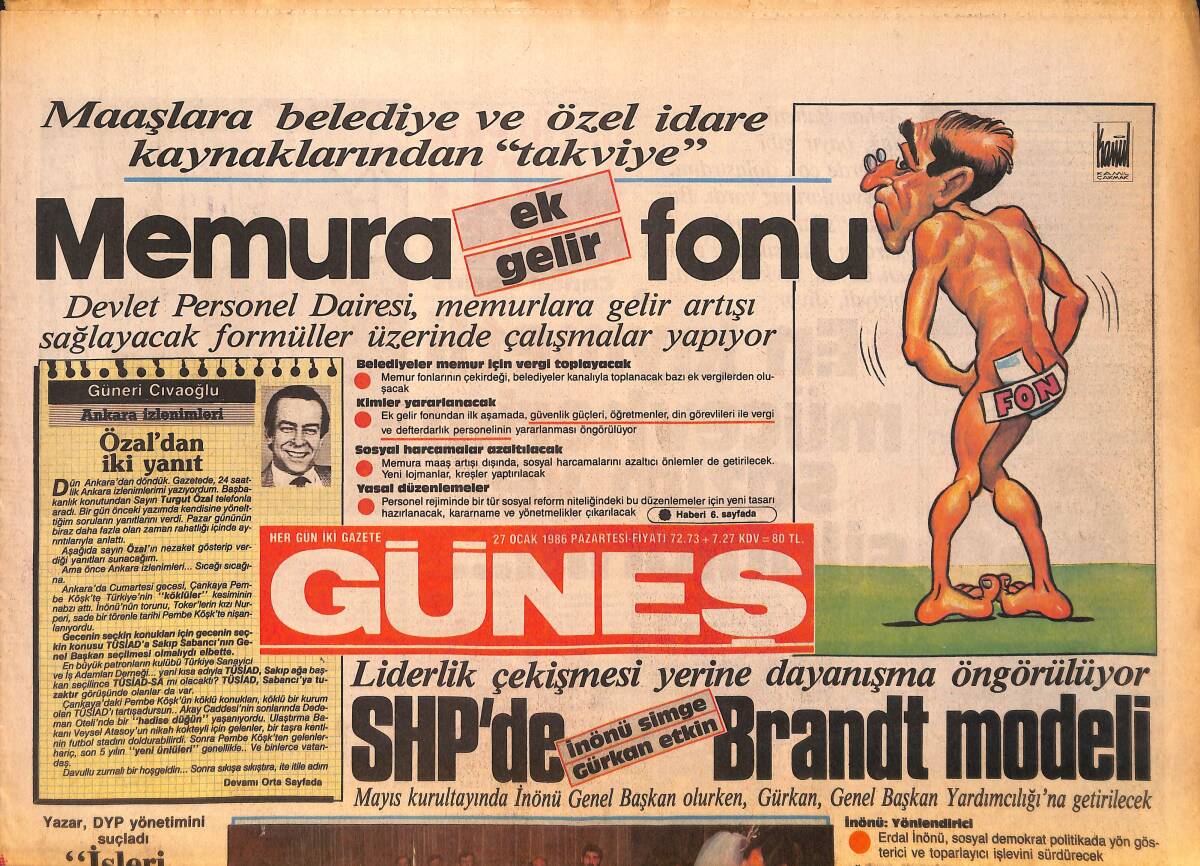 Güneş Gazetesi 27 Ocak 1986 - Beşiktaş Bataktan Lider Çıktı - Veysel Atasoy'un Güç Gösterisi GZ158178 - 1