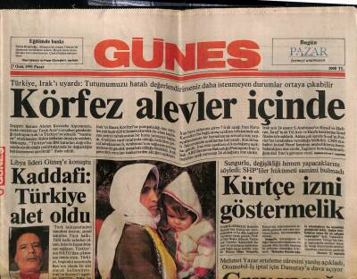 Güneş Gazetesi 27 Ocak 1991 - Körfez Alevler İçinde GZ61629 - 2