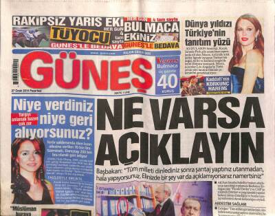 Güneş Gazetesi 27 Ocak 2014 - Dünyanın Yıldızı Moore Türkiyenin Tanıtım Yüzü GZ98965 - 1