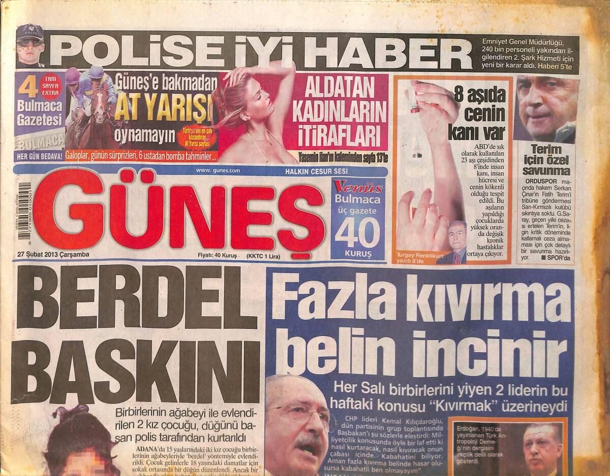 Güneş Gazetesi 27 Şubat 2013 - Galatasaray, Fatih Terim İçin TFF'ye Detaylı Savunma Hazırlıyor - Redhack Korsanları Bu Seferki Hedefi Melih Gökçek GZ159023 - 1