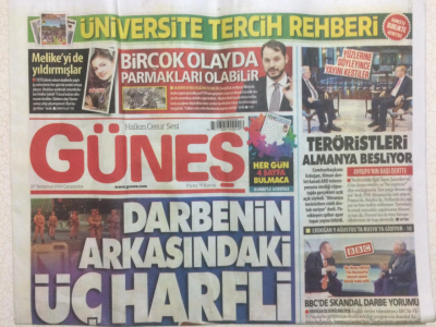 Güneş Gazetesi 27 Temmuz 2016 - Darbenin Arkasındaki Üç Harfli GZ29036 - 1