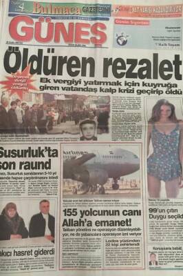Güneş Gazetesi 28 Aralık 1999 -155 Yolcunun Canı Allaha Emanet GZ45428 - 2