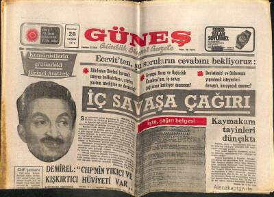 Güneş Gazetesi 28 Haziran 1975 - İç Savaşa Çağrı, Demirel CHPnin Yıkıcı Ve Kışkırtıcı Hüviyeti Var GZ108969 - 1