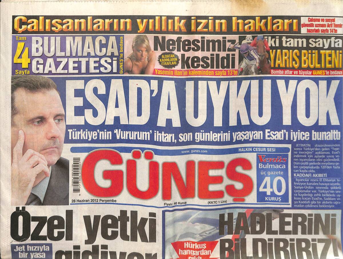 Güneş Gazetesi 28 Haziran 2012 - Başbakan Erdoğan Rusya Devlet Başkanı Putin İle Görüştü - Sarı - Kırmızı Dedikodular! GZ137404 - 1