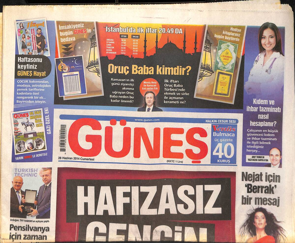 Güneş Gazetesi 28 Haziran 2014 - Hafızasız Gencin Acı Hikayesi - Kadın Plajında Erkek İsyanı! GZ135717 - 1
