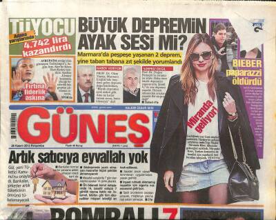 Güneş Gazetesi 28 Kasım 2013 - Büyük İstanbul Depreminin Ayak Sesleri GZ107640 - 1