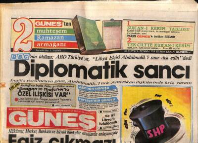 Güneş Gazetesi 28 Nisan 1986 - Kipriyanu Özal Şantajcı GZ83401 - 1