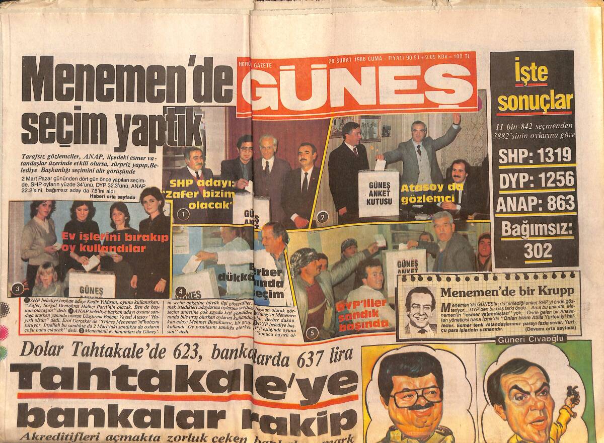 Güneş Gazetesi 28 Şubat 1986 - Türkan Şoray, Cihan Ünal Ve Kızları Yağmur Çok Mutlu, Uludağ Tatili GZ151528 - 1