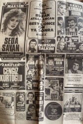 Güneş Gazetesi 29 Ağustos 1986 - Gazino Afişi * Müslüm Gürses - Seda Sayan - Kamuran Akkor GZ72169 - 2