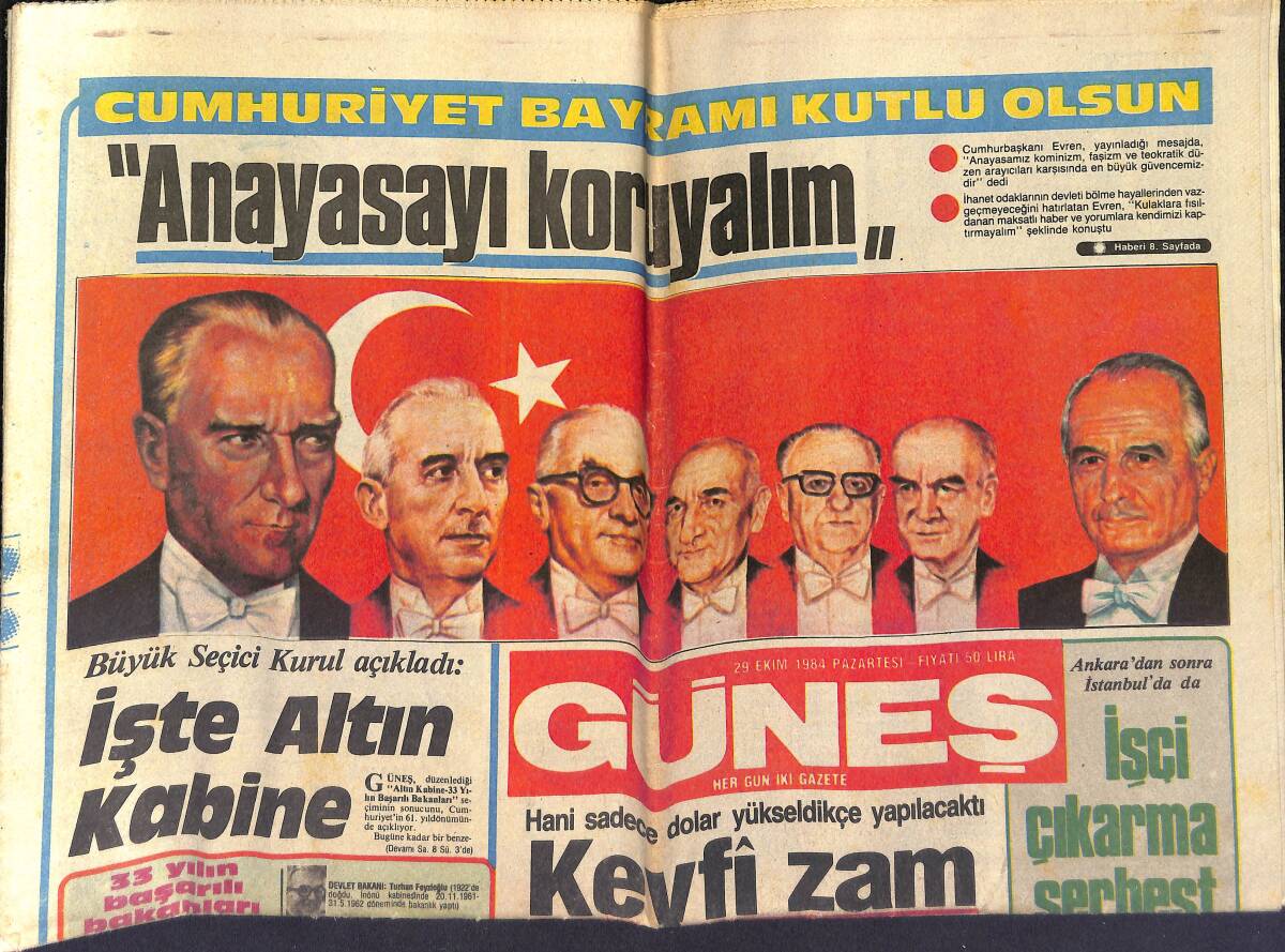 Güneş Gazetesi 29 Ekim 1984 - Altın Türkiye'de Pahalı Satılıyor GZ154037 - 1