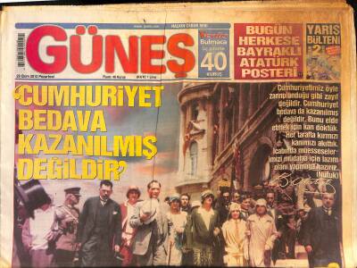 Güneş Gazetesi 29 Ekim 2012 - Cumhuriyet Bedava Kazanılmış Değildir - İncirlikte 70 Atom Bombası GZ124654 - 1