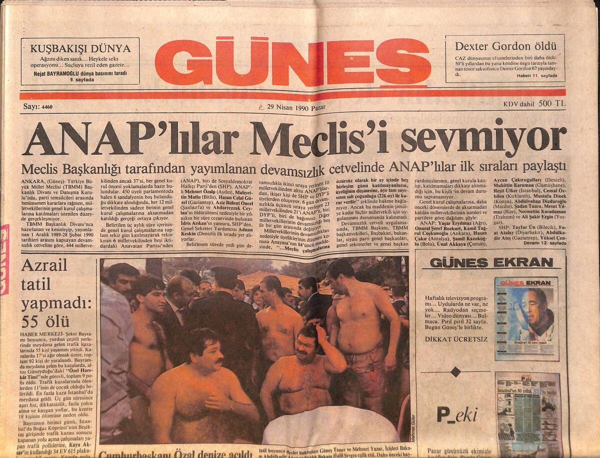 Güneş Gazetesi 29 Nisan 1990 - Fenerbahçe'de Sabotaj Kuşkusu - ANAP'lılar Meclis'i Sevmiyor GZ157880 - 1