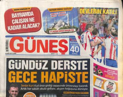 Güneş Gazetesi 3 Ekim 2014 - Seren Serengil Canlı Yayında Kavga Etti - Kahramanlara Takdirname GZ98999 - 1