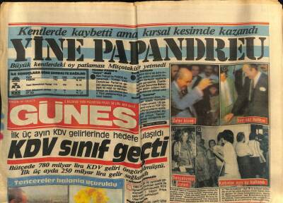 Güneş Gazetesi 3 Haziran 1985 - Kentlerde Kaybetti Ama , Kırsal Kesimde Kazandı YİNE PAPANDREU GZ60720 - 2