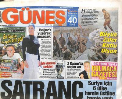 Güneş Gazetesi 30 Ağustos 2013 - Suriye İçin 6 Ülke Hamle Üstüne Hamle Yaptı GZ107106 - 1