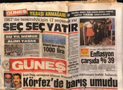 Güneş Gazetesi 30 Aralık 1986 - Körfezde Barış Umudu GZ55761 - 1